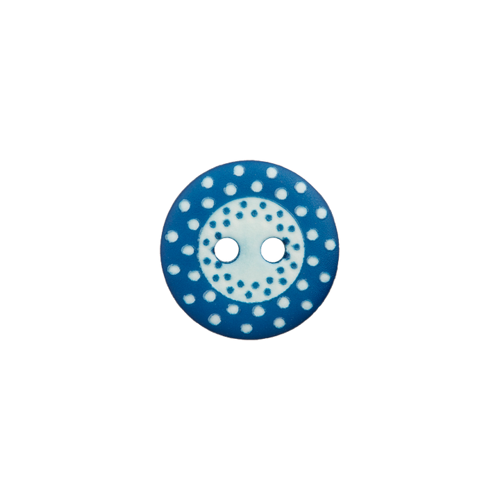 Polyester button 2-holes, Dots, 15mm, curry