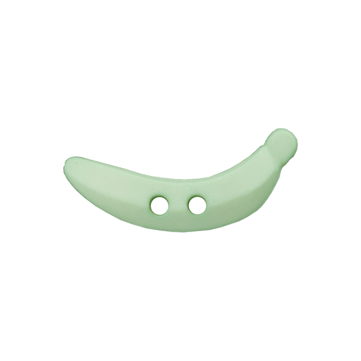 Bouton polyester 2-trous, banane, 25mm, vert clair