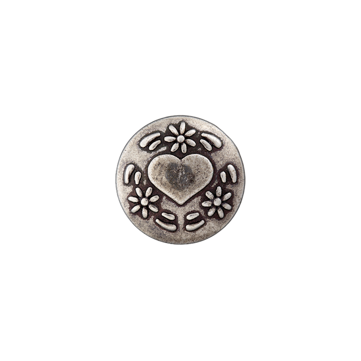 Bouton Coeur/fleur Sur Pied 23mm argent