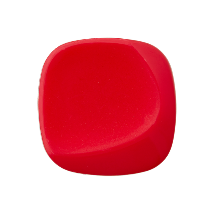 Bouton polyester pied, forme carrée, 19mm, rouge