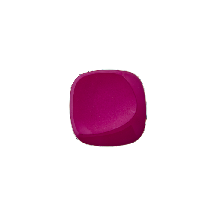 Bouton polyester pied, forme carrée, 12mm, fuchsia