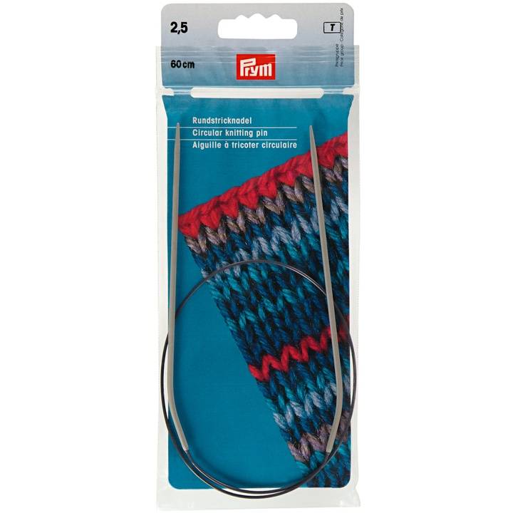 Circular knitting needles, aluminium, 60cm, 2.50mm, grey