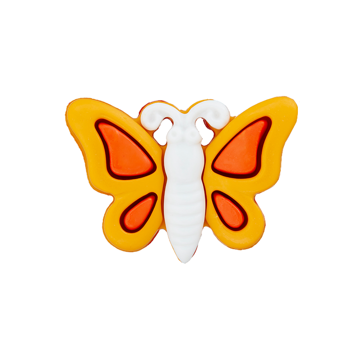Polyesterknopf Öse, Schmetterling, 23mm, orange