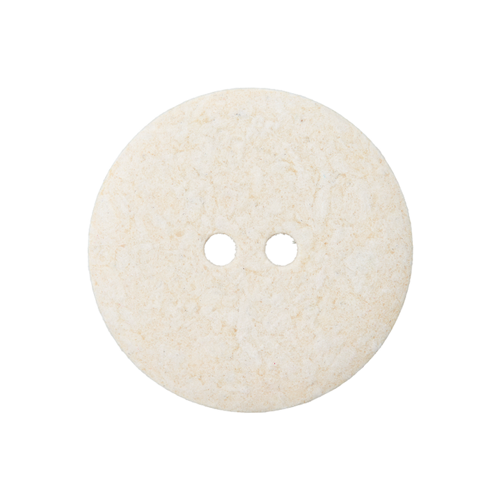 Bouton coton/polyester 2-trous, recylé, 15mm, créme