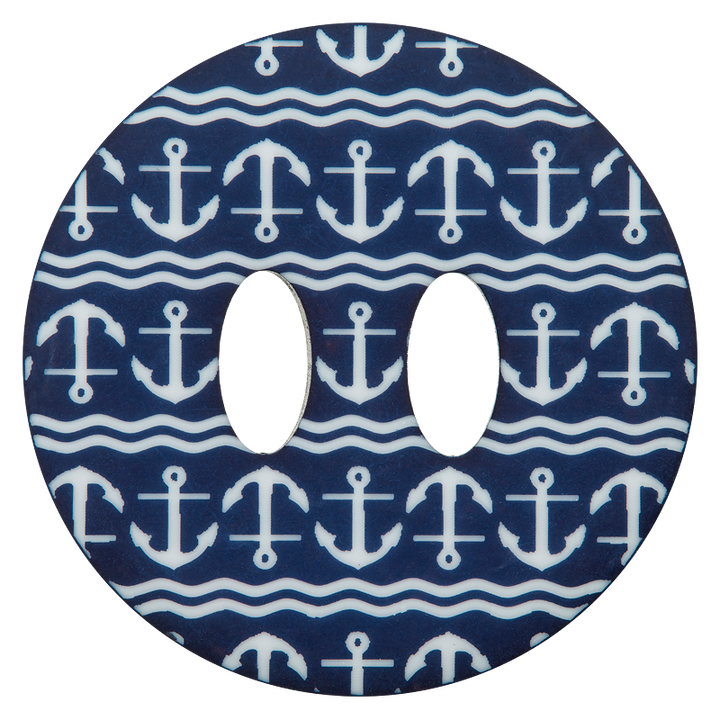 Polyester button 2-holes, 38mm, Anchor, navy