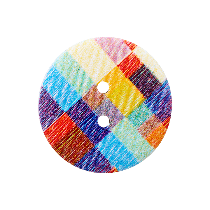 Wood button 2-holes, 25mm, multicoloured