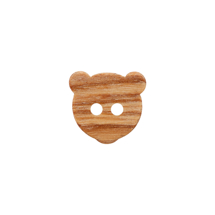 Пуговица деревянная, с 2 отверстиями, Медвежонок