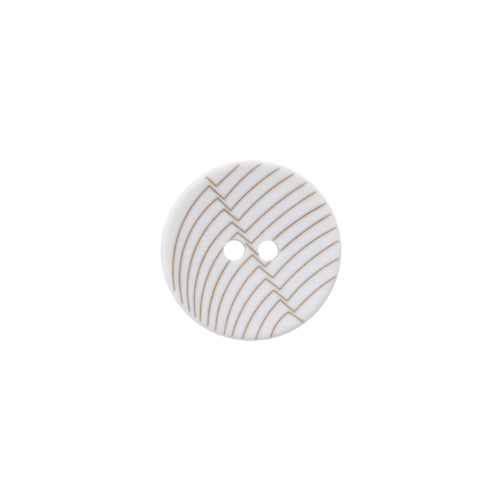 Polyester button 2-holes, Lines, 18mm, cream
