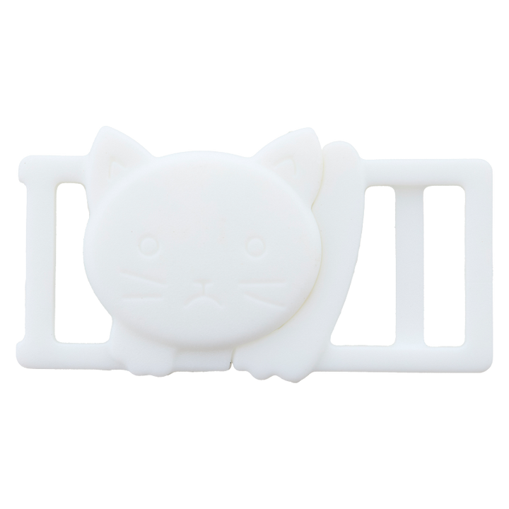 Polyester clip buckle Cat, 10mm, white