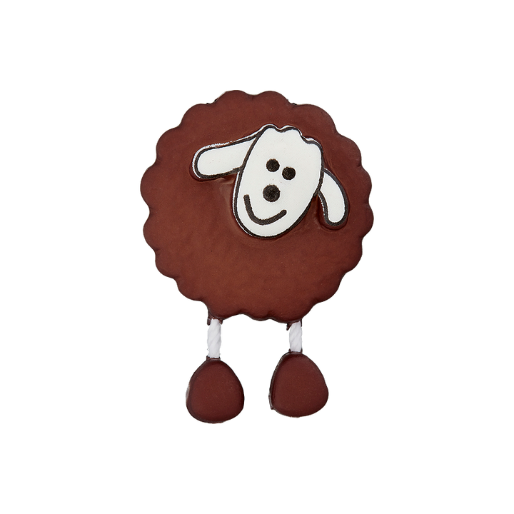 Polyester button Sheep 18mm brown