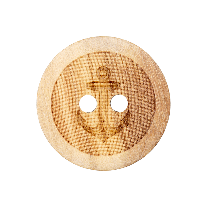 Пуговица «Якорь», деревянная, с 2 отверстиями, 23 мм, бежевый цвет