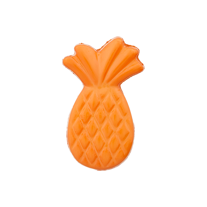 Bouton polyester pied, ananas, 19mm, orange