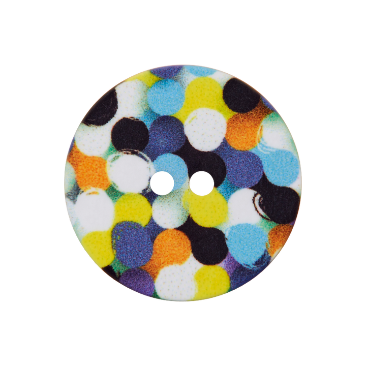 Polyester button 2-holes, Print, 23mm, multicoloured