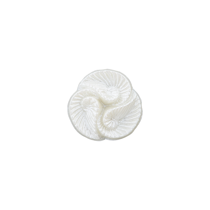 Polyesterknopf Öse, Muscheln, 12mm, weiß