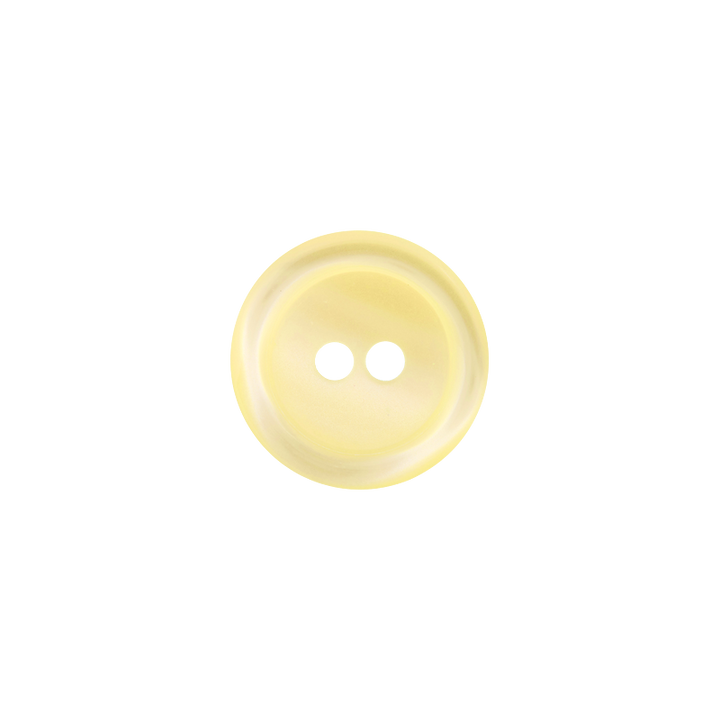 Polyester button 2-holes, 14mm, yellow