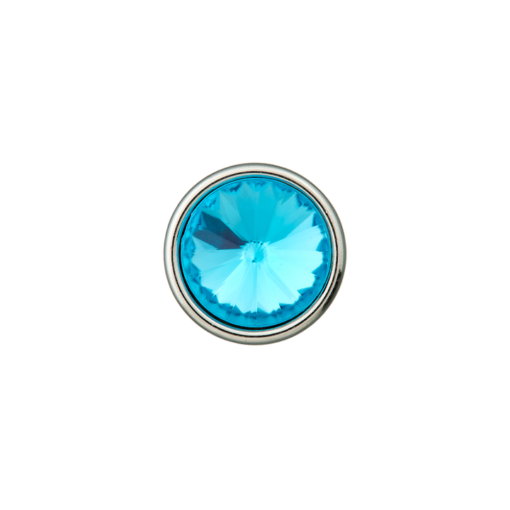 Polyester button metallized shank 14mm light turquoise