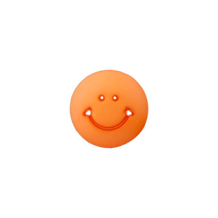 Bouton polyester pied, Smiley, 12mm, orange