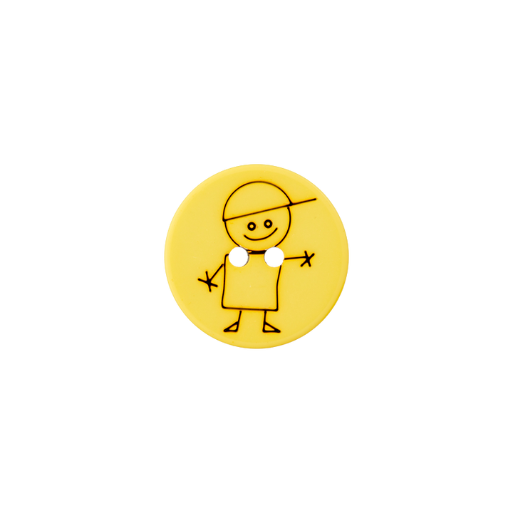 Пуговица «Мальчик», из полиэстера, с 2 отверстиями, 15 мм, желтый цвет