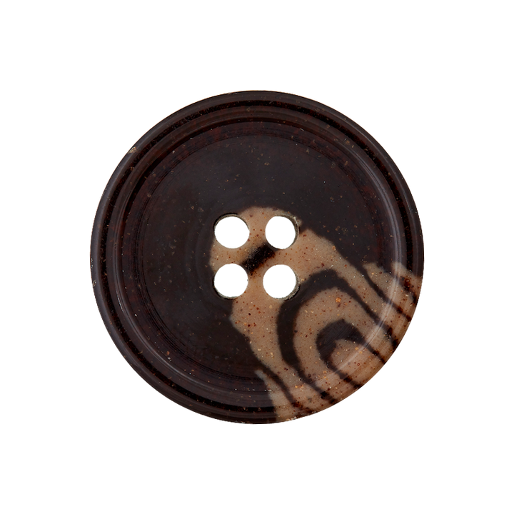 Coffee/Polyester 4-hole button Recycled 20mm brown