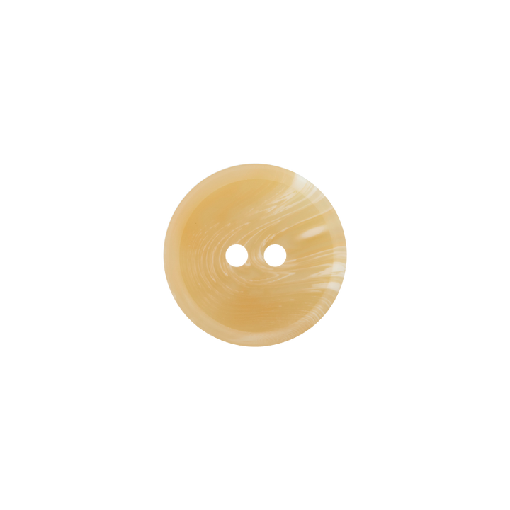 Polyester button 2-holes, with grain, 15mm, beige