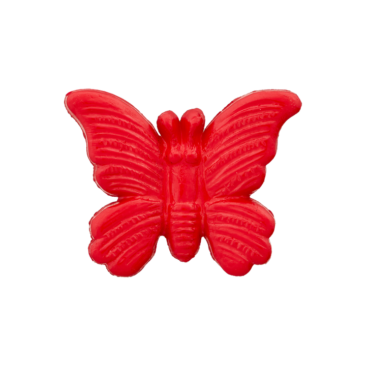 Bouton polyester pied, papillon, 19mm, rouge
