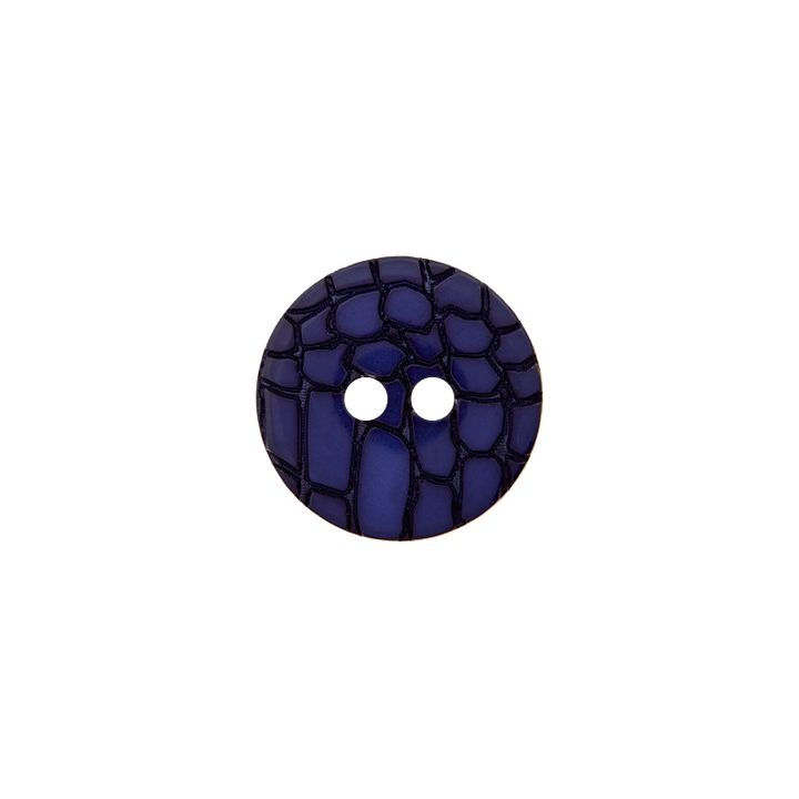 Polyesterknopf 2-Loch, Schlangenoptik, 15mm, blau