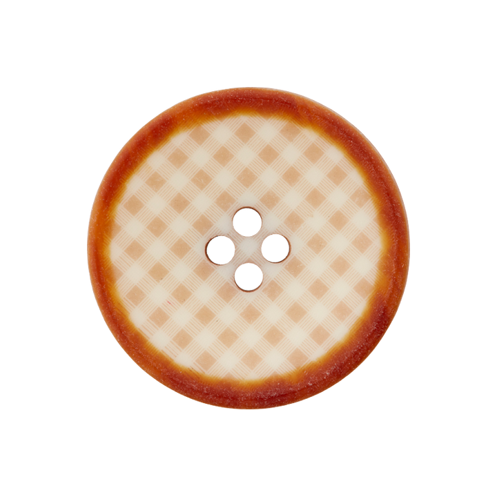 Polyesterknopf 4-Loch, Karos, 23mm, beige