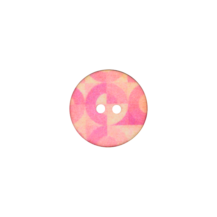 Пуговица из полиэстера, с 2 отверстиями, Кружок, 18мм, розовый цвет