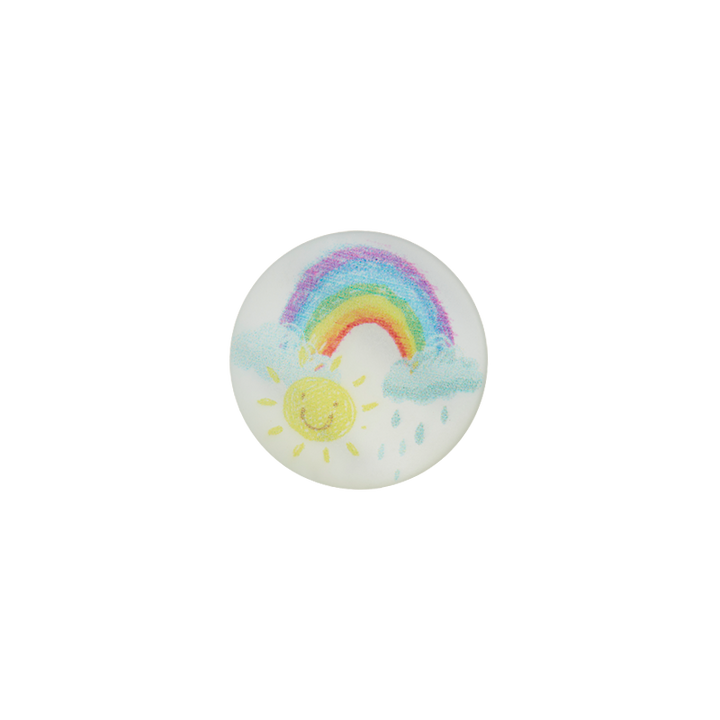 Bouton polyester pied 15mm multicolore arc en ciel