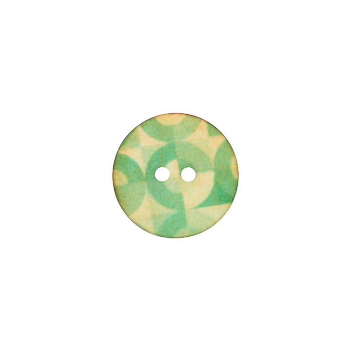 Bouton polyester 2-trous, Cercle, 18mm, vert moyen
