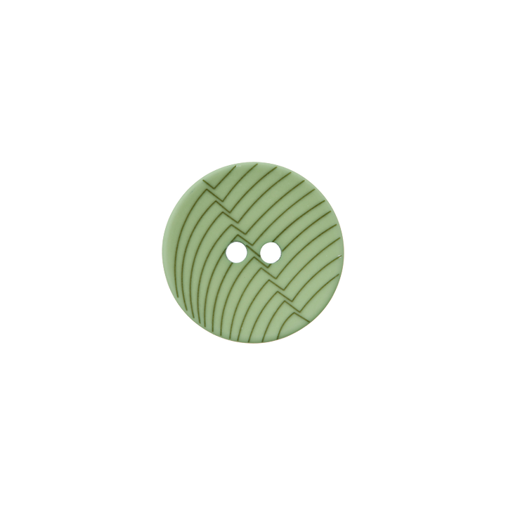 Polyesterknopf 2-Loch, Linien, 18mm, mittelgrün