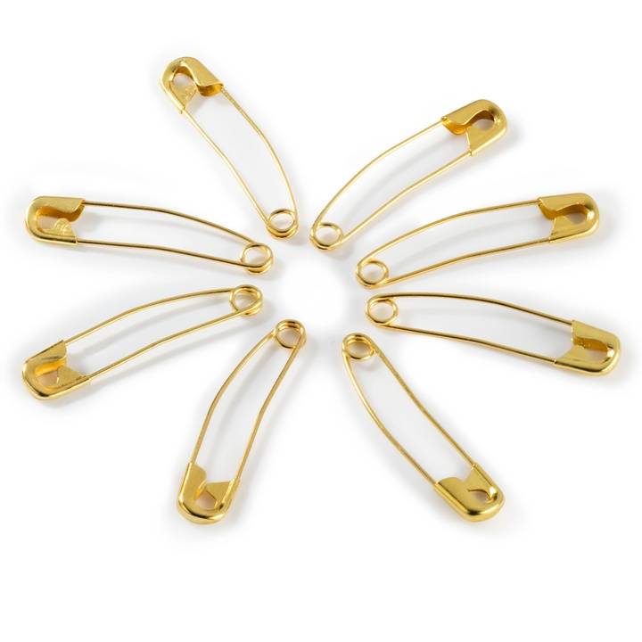 Safety pins curved, No. 2, 38mm, gold-coloured