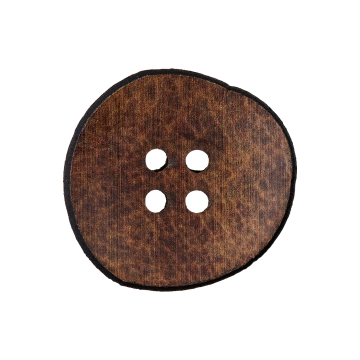 Пуговица кожаная, с 4 отверстиями, переработанная из вторсырья, 23 мм, коричневый, средний цвет