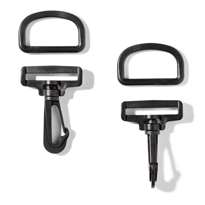 Snap hook set 40mm, black