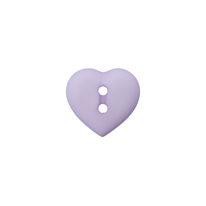 Bouton polyester 2-trous coeur 12mm violet