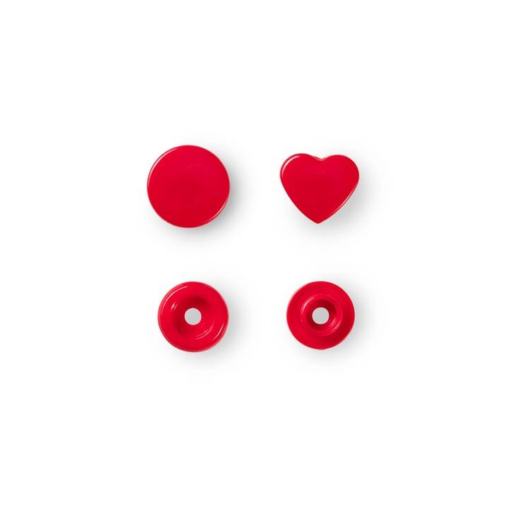 Non-sew press fasteners, Colour Snaps, Heart, red