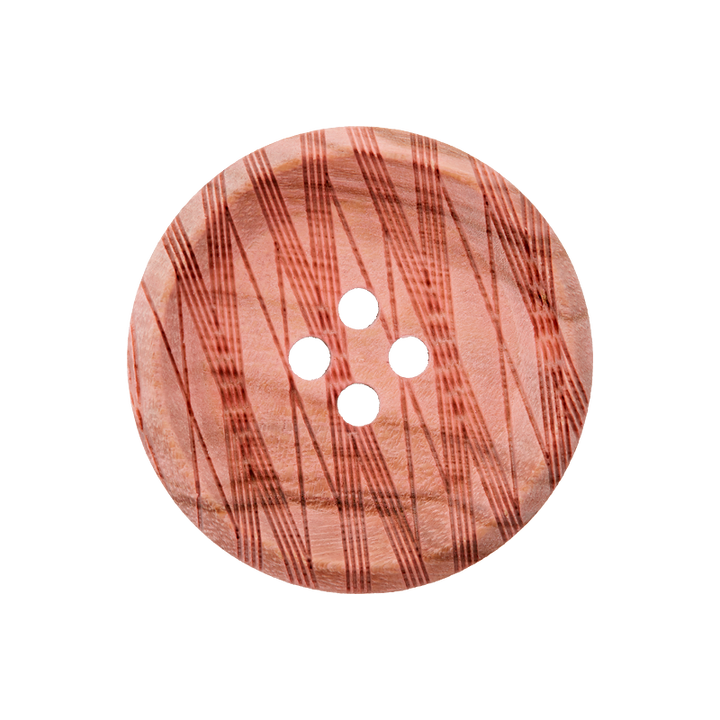 Пуговица деревянная, с 4 отверстиями, 25мм, розовый