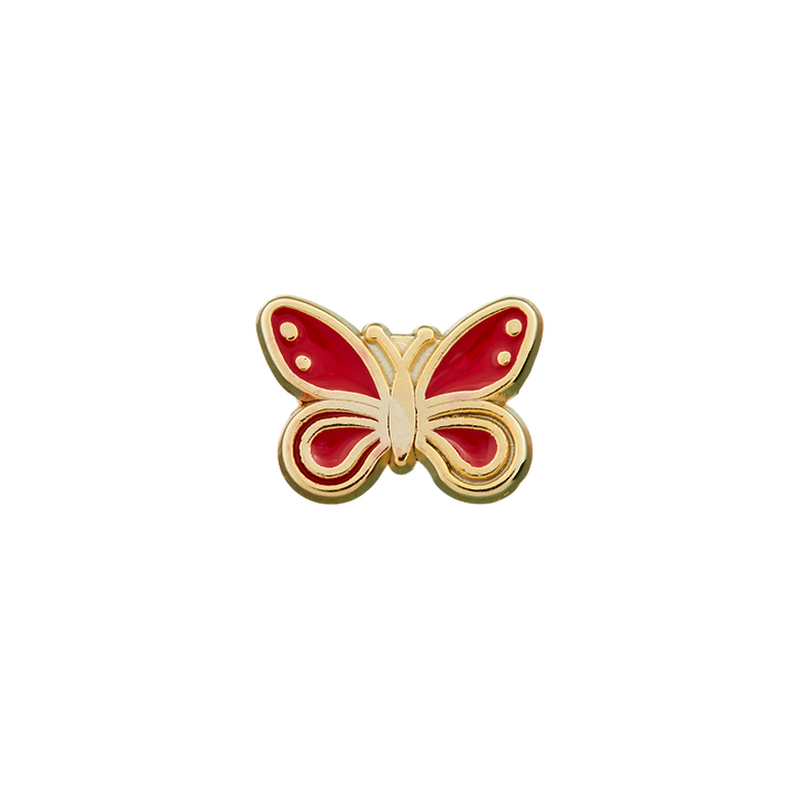 Bouton métal/polyester pied, Papillon, 11mm, rouge