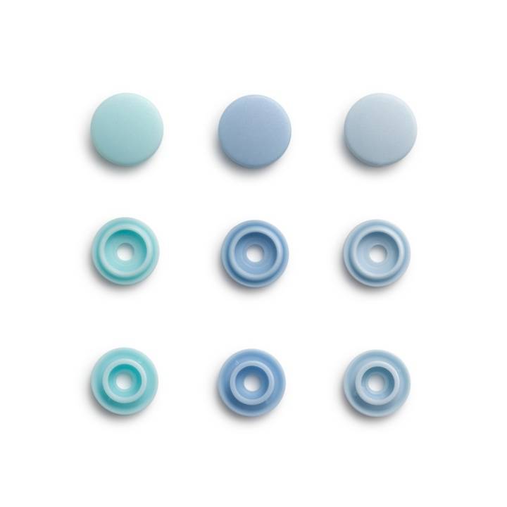 Boutons pression « Color Snaps Mini » Prym Love, 9mm, bleu, bleu clair, turquoise clair