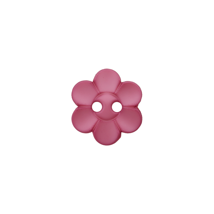 Polyester button 2-holes, Flower, 12mm, old rose