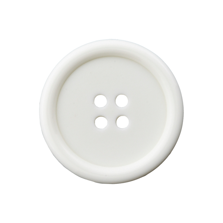 Bouton polyester 4-trous 18mm blanc