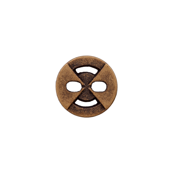 Пуговица металлическая, с 2 отверстиями, 11 мм, цвет состаренной латуни