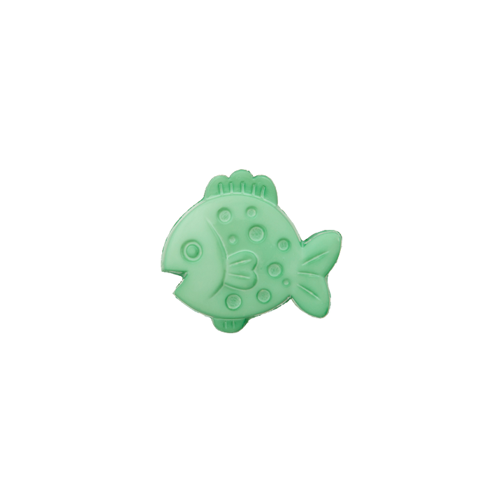 Bouton polyester pied, poisson, 13mm, vert moyen