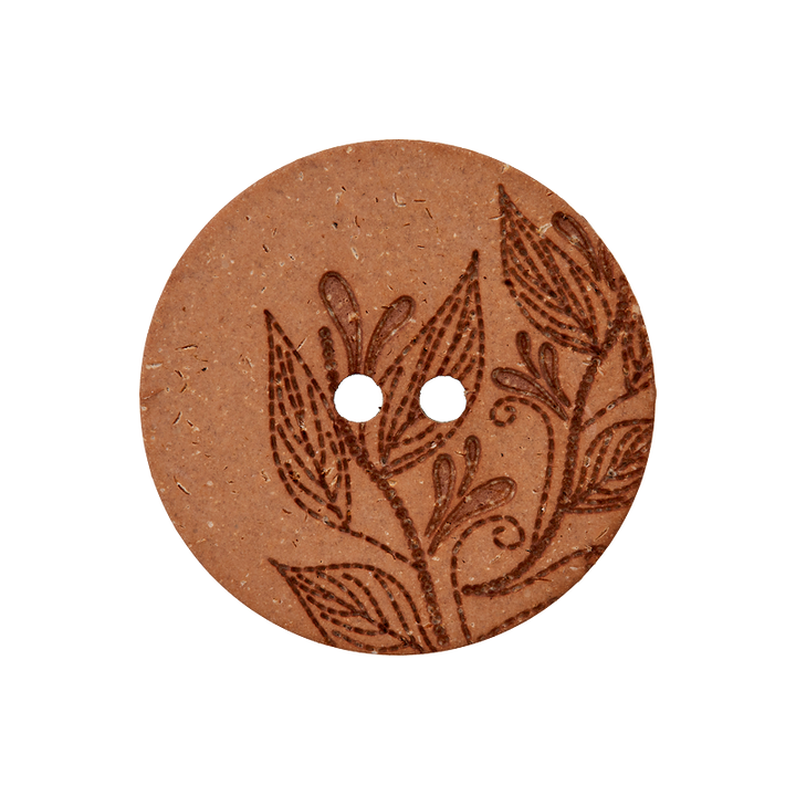 Пуговица из пеньки/полиэстера, с 2 отверстиями, переработанная из вторсырья, 28 мм, коричневый, светлый цвет