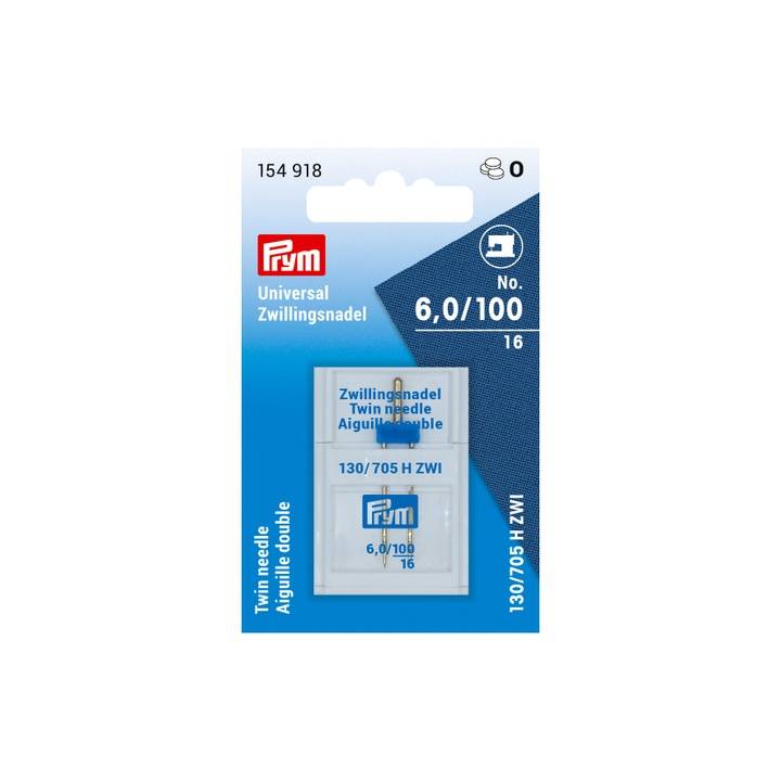 Prym Aiguille double pour machine à coudre « Universal », 130/705, 100/6,0mm