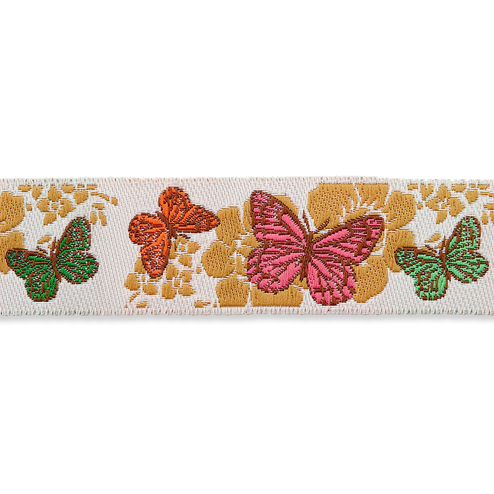 Jacquardborte Schmetterlinge, 15mm, beige