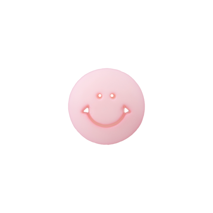 Bouton polyester pied, Smiley, 12mm, rose