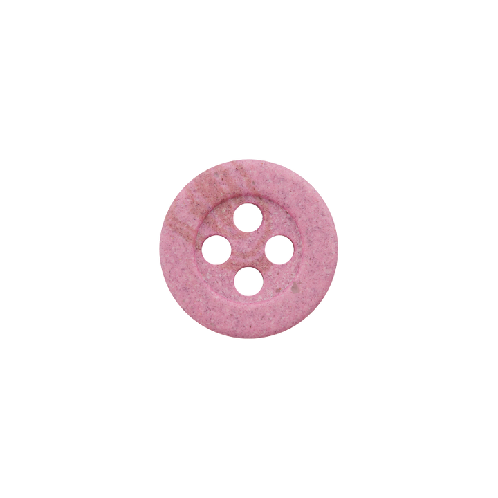Hemp/polyester button, 4-holes, recycled ,11mm ,pink