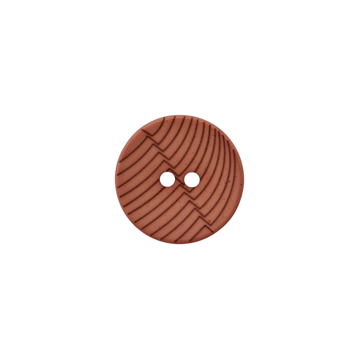 Polyester button 2-holes, Lines, 18mm, light brown