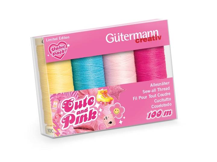 Sewing thread set Cute and Pink, 4 spools Sew-all Thread 100 m